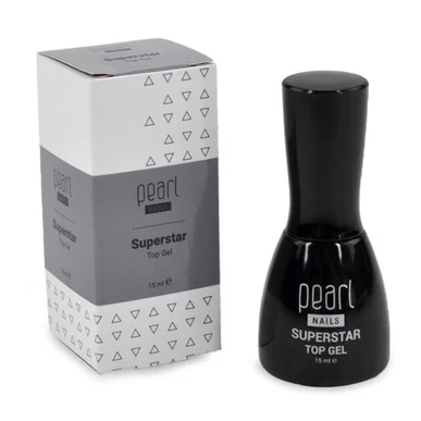 Top Coat lucios fără dispersie Superstar Top Gel Pearl Nails 15 ml