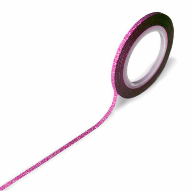 Bandă decorativă unghii 2mm - roz glitter