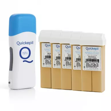 Kit epilare încălzitor + 5 cartușe de ceară micromică Quickepil