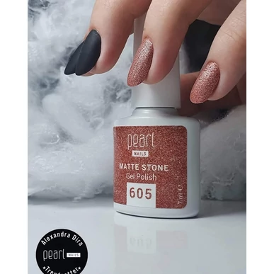 Ojă semipermanentă roz auriu Pearl Nails Matte Stone 605