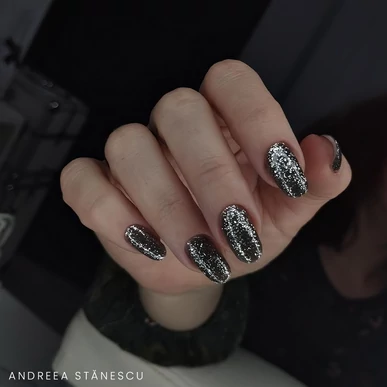 Ojă semipermanentă cu sclipici Pearl Nails Classic Gel lac Glitter Cenușiu 828