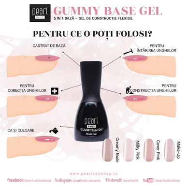 Bază Rubber Gummy Pearl Nails Cover Pink 15 ml
