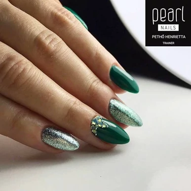 Gel colorat Verde cu sclipici intens Pearl Nails 5 ml 807