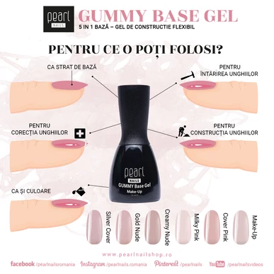 Bază Rubber Gummy Pearl Nails Milky Pink 15 ml