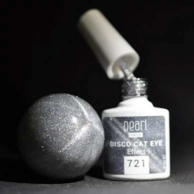 Ojă semipermanentă Cat Eye Disco Argintiu Pearl Nails gel lac 7ml 721