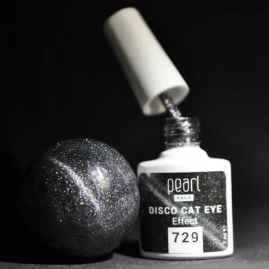 Ojă Semipermanentă Cat Eye Disco Negru Pearl Nails Gel Lac 7ml 729