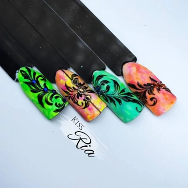Gel color 3D Negru Emboss Pearl Nails 5ml