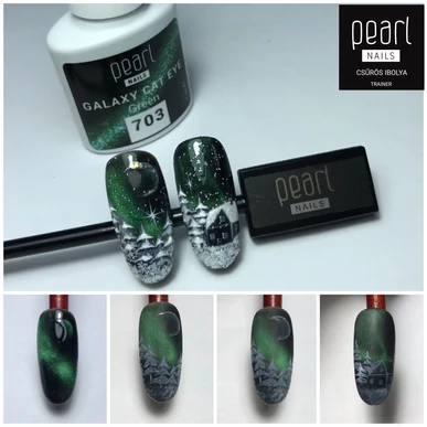 Ojă semipermanentă Verde Cat Eye Galaxy Pearl Nails 7 ml 703
