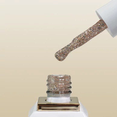 Ojă semipermanentă premium cu sclipici auriu allure G002