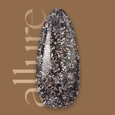 Ojă semipermanentă premium cu sclipici negru-auriu allure G120