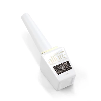 Ojă semipermanentă premium cu sclipici negru-auriu allure G120