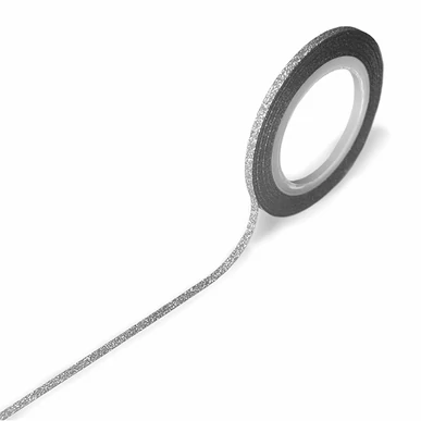 Bandă decorativă unghii 2mm - argintiu glitter