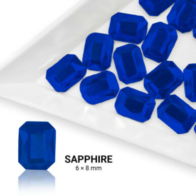 Pietre decorative dreptunghi  - 6x8mm - Sapphire